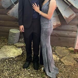 Navy and silver prom dress size 3